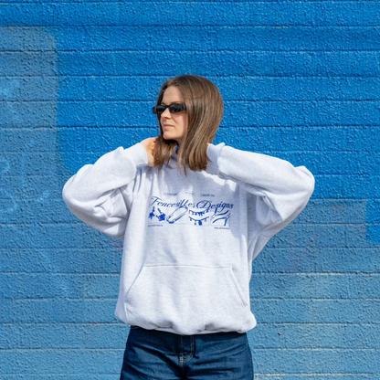 COMING SOON: Fencesitter Hoodie - White/Grey Marle + Electric Blue [Available 5/9]