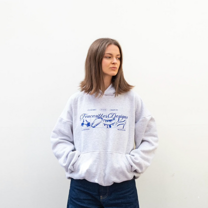 COMING SOON: Fencesitter Hoodie - White/Grey Marle + Electric Blue [Available 5/9]
