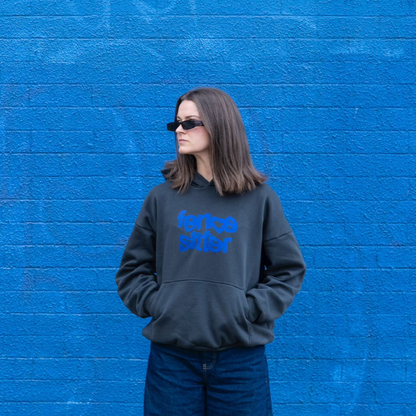 Fencesitter Hoodie - Vintage Black + Electric Blue