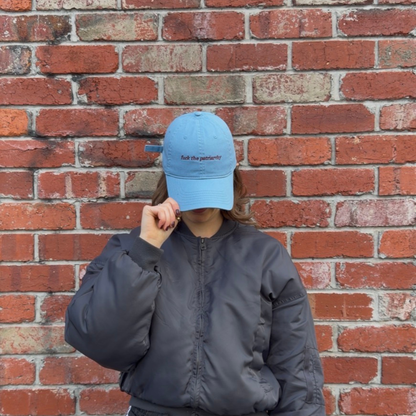 F THE PATRIARCHY CAP (BABY BLUE + BURGUNDY)