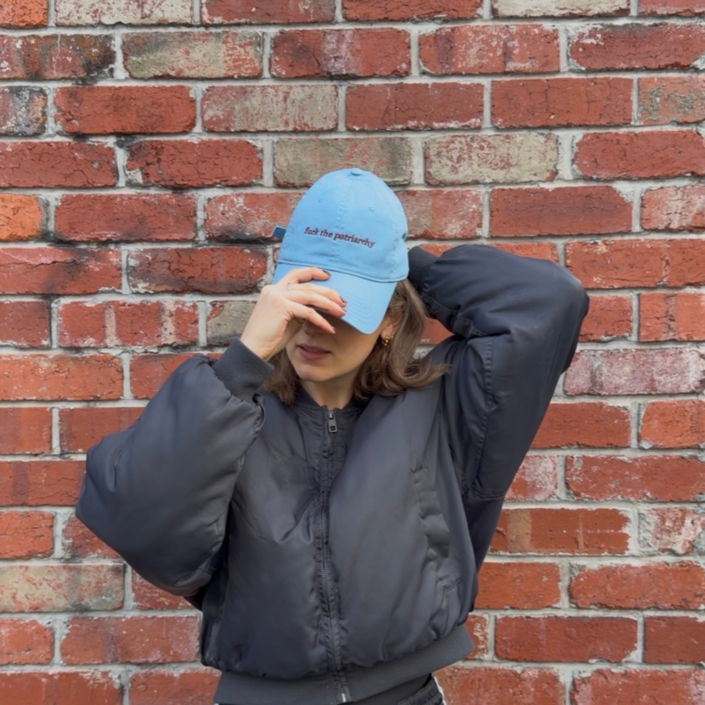 F THE PATRIARCHY CAP (BABY BLUE + BURGUNDY)
