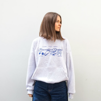 COMING SOON: Fencesitter Hoodie - White/Grey Marle + Electric Blue [Available 5/9]