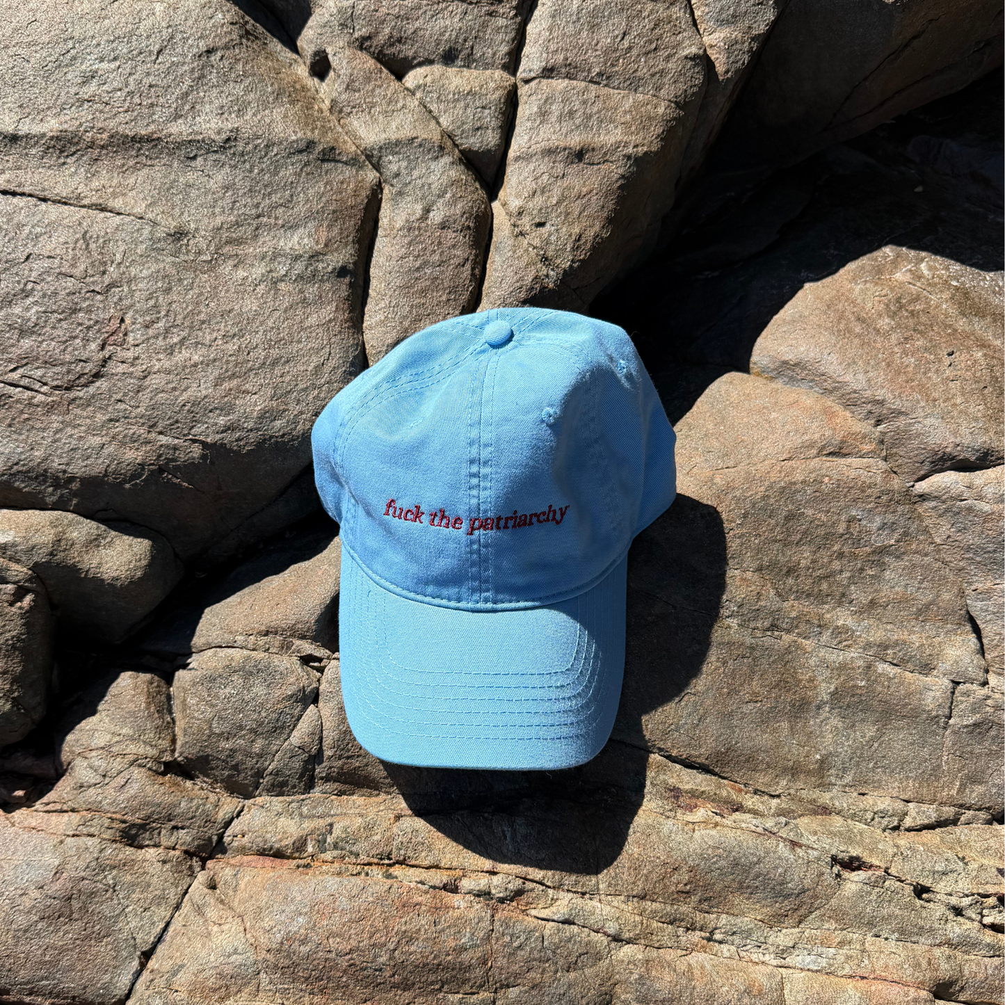 F THE PATRIARCHY CAP (BABY BLUE + BURGUNDY)