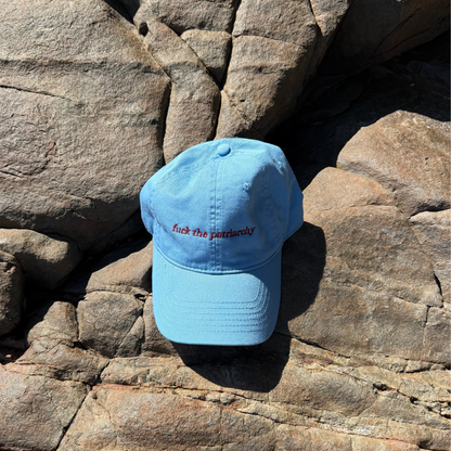 F THE PATRIARCHY CAP (BABY BLUE + BURGUNDY)
