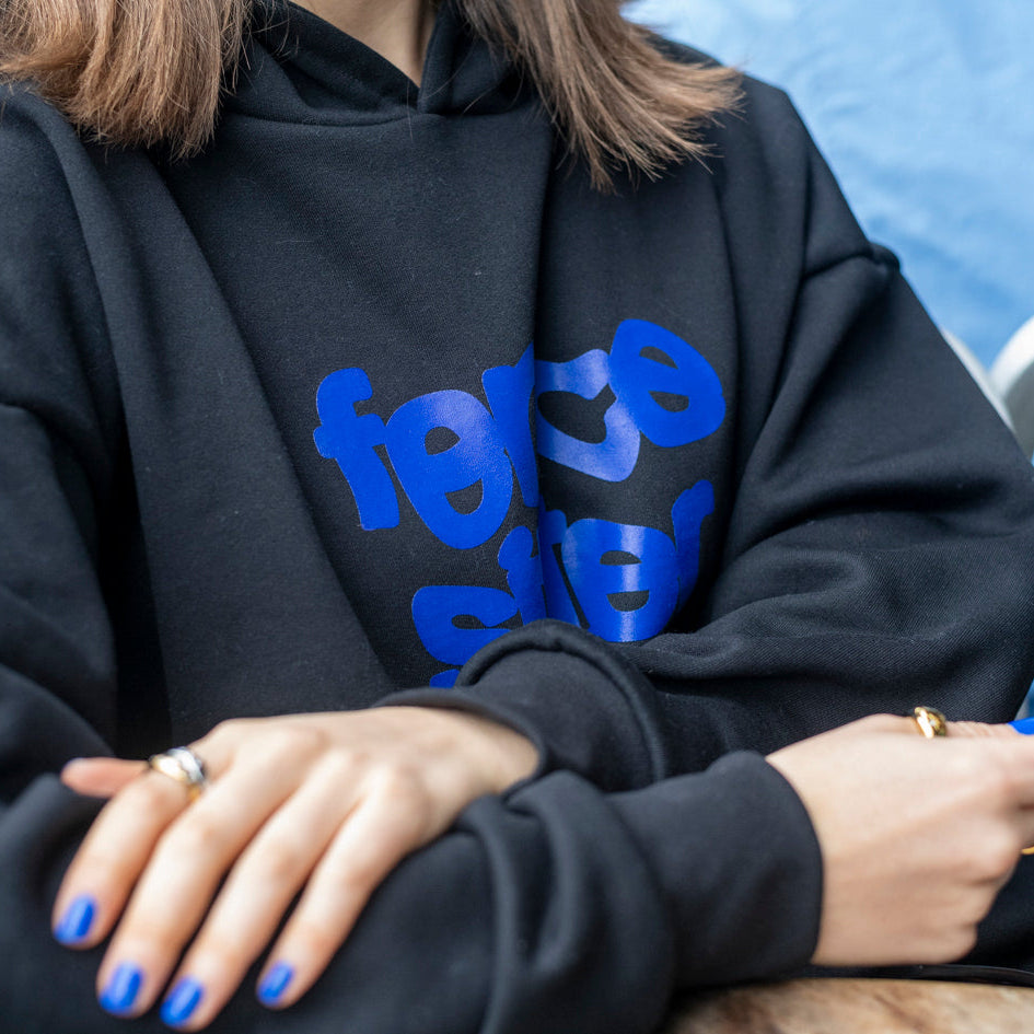 COMING SOON: Fencesitter Hoodie - Black + Electric Blue [Available 5/9]