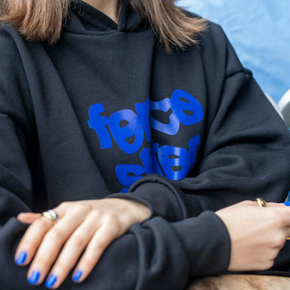 COMING SOON: Fencesitter Hoodie - Black + Electric Blue [Available 5/9]