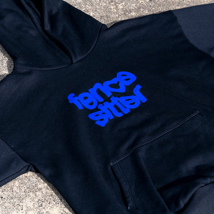 COMING SOON: Fencesitter Hoodie - Black + Electric Blue [Available 5/9]