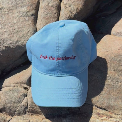F THE PATRIARCHY CAP (BABY BLUE + BURGUNDY)